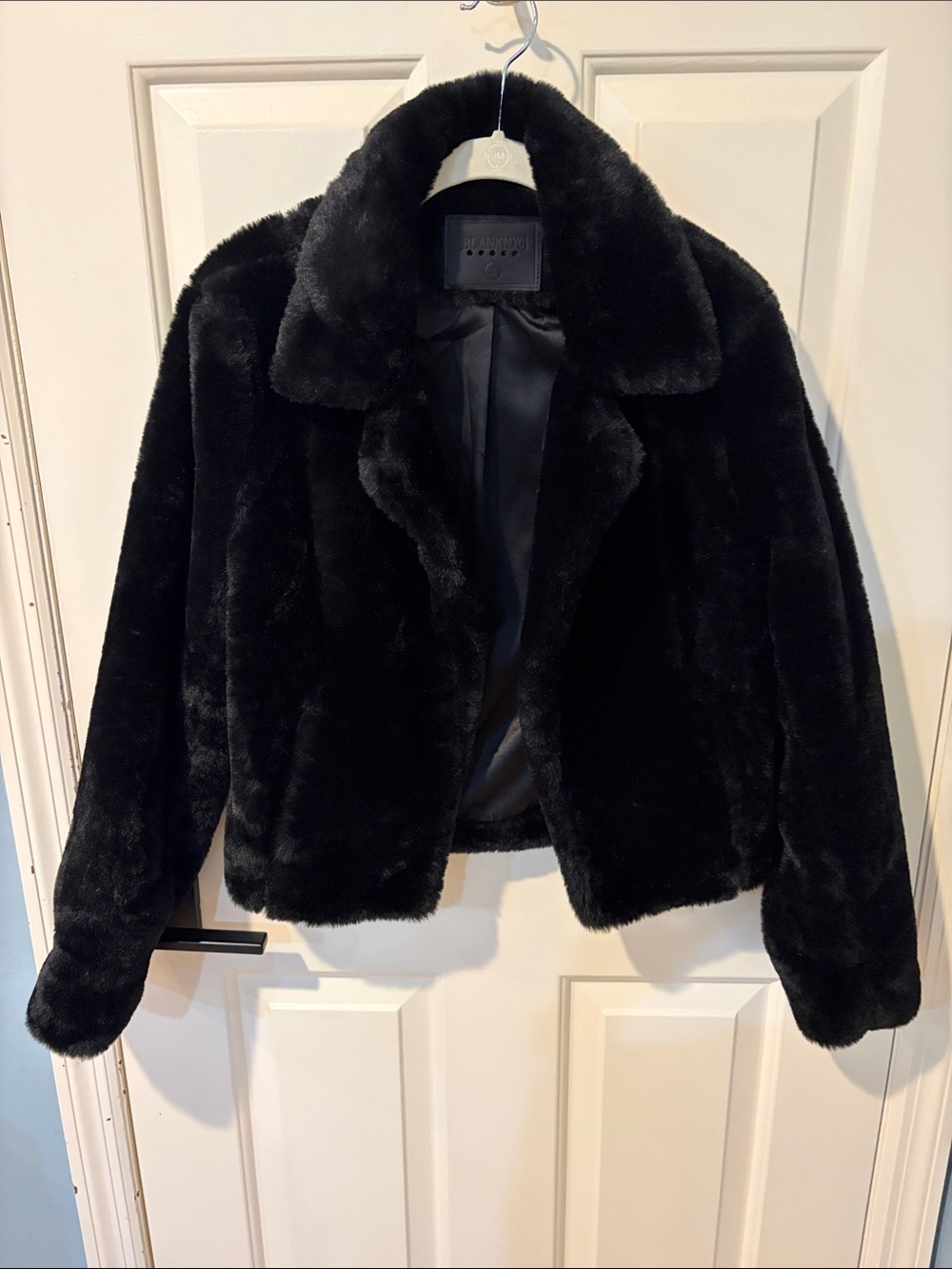 Blank NYC Women's Black Faux Fur Teddy Jacket